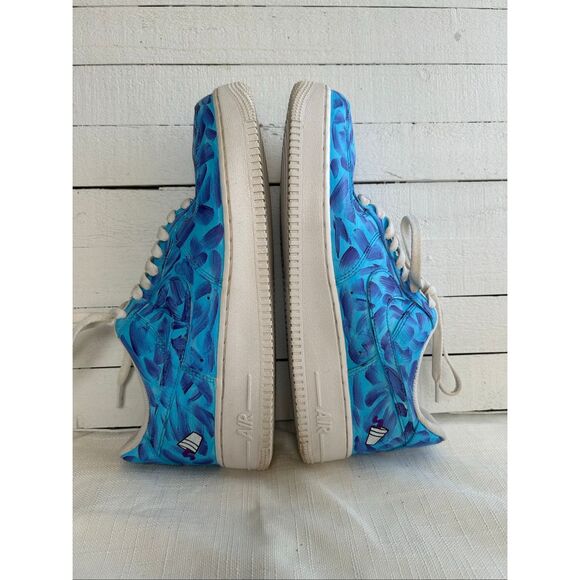 Nike Air Force 1 Low 10.5 Custom Painted Blue Purple Brushstroke CW2288-111 - Picture 3 of 11